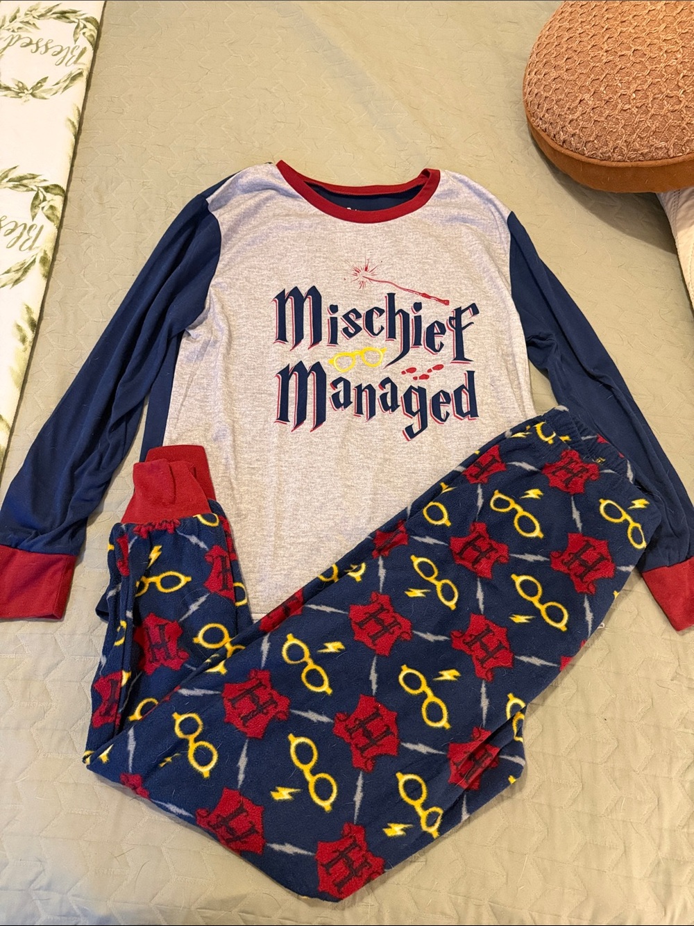 Warner Bros. Harry Potter Pajama Set - “Mischief Managed”Navy, Red, Gray, Yellow